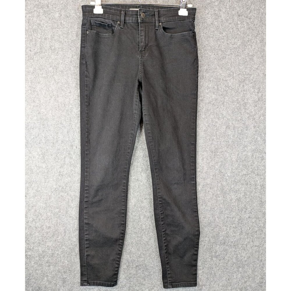 Signature Levi Strauss Womens 6 Mid Rise Skinny Jeans 28x28 Black Stretch Denim